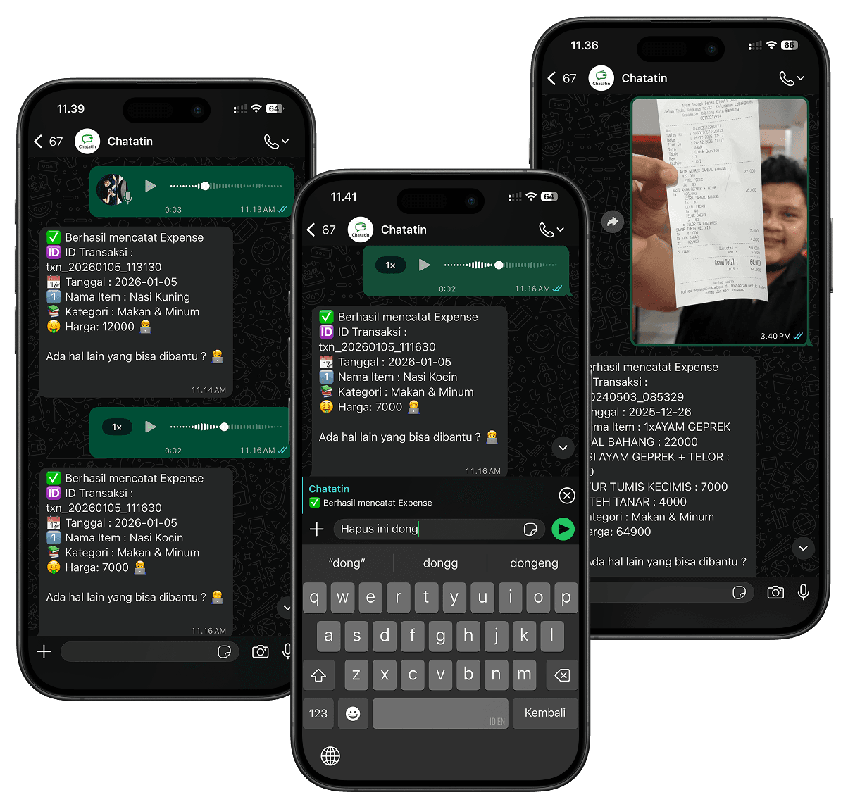 Illustration of Chatatin app on WhatsApp