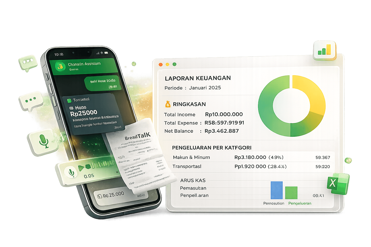 Illustration of Chatatin app on WhatsApp