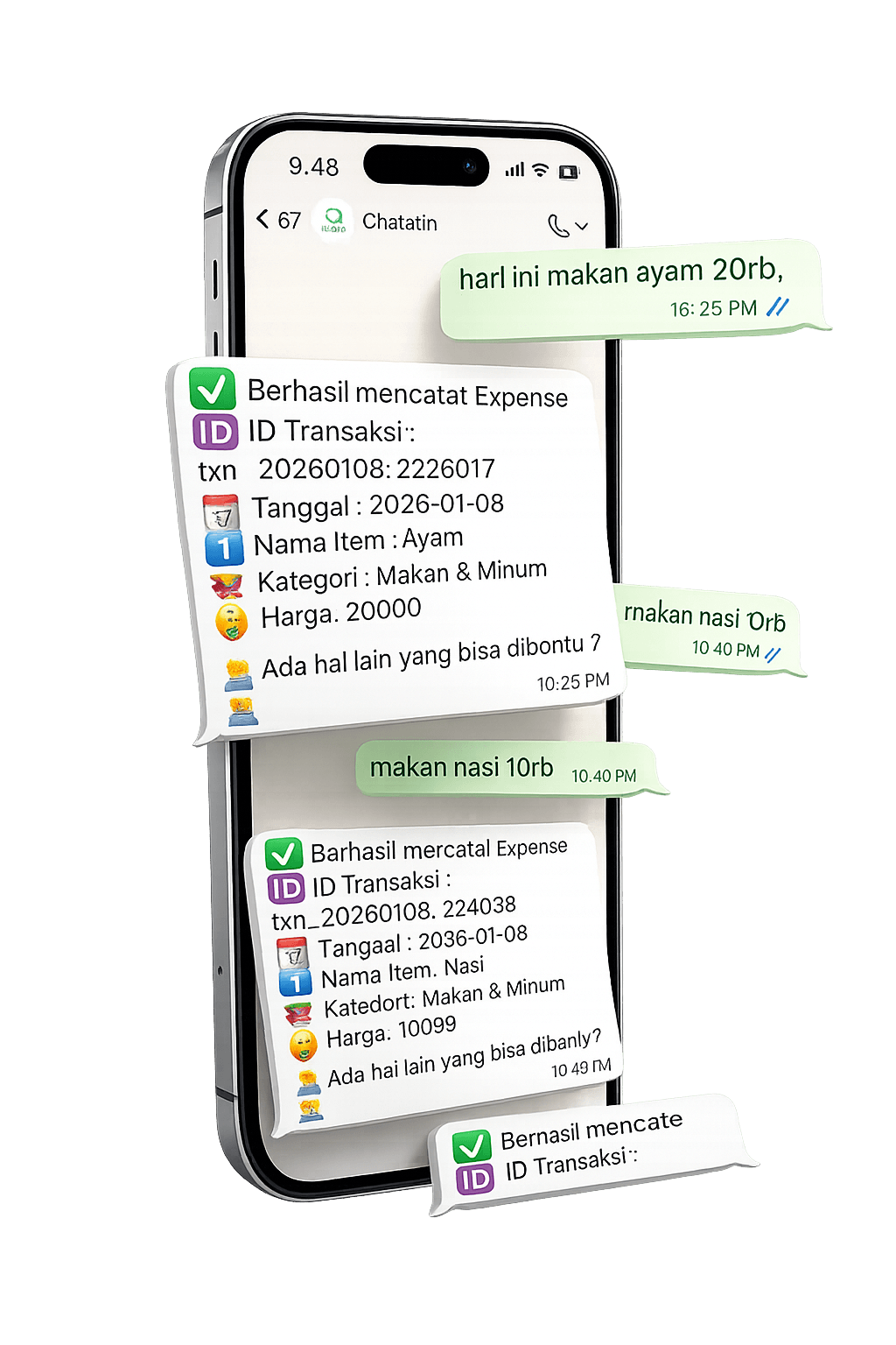 Illustration of Chatatin app on WhatsApp